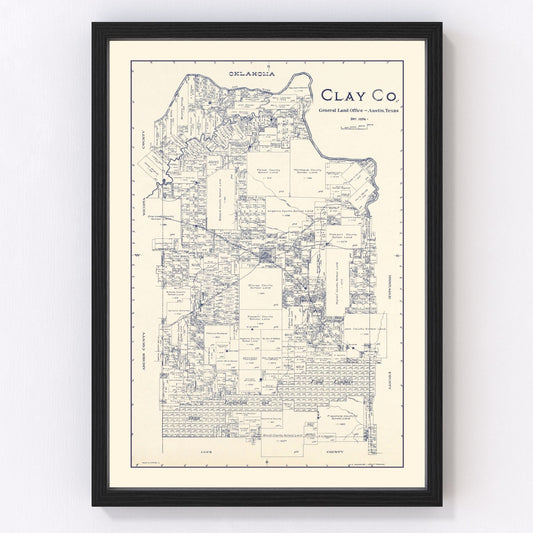 vintage map of Clay County, Texas, 1924