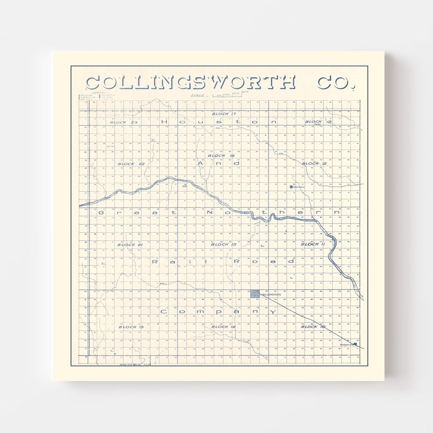 Vintage Map of Collingsworth County, Texas, 1926
