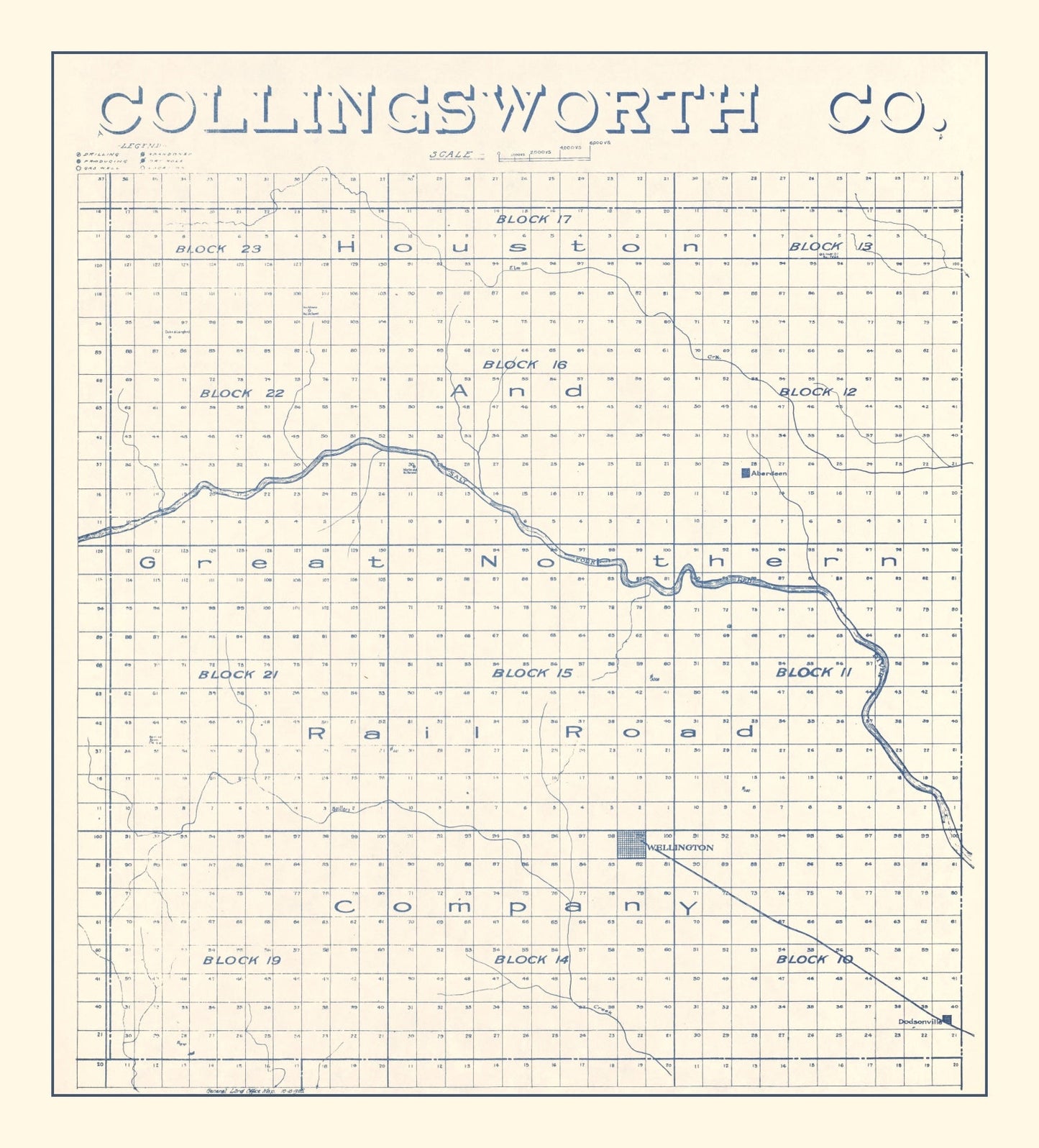 Vintage Map of Collingsworth County, Texas, 1926