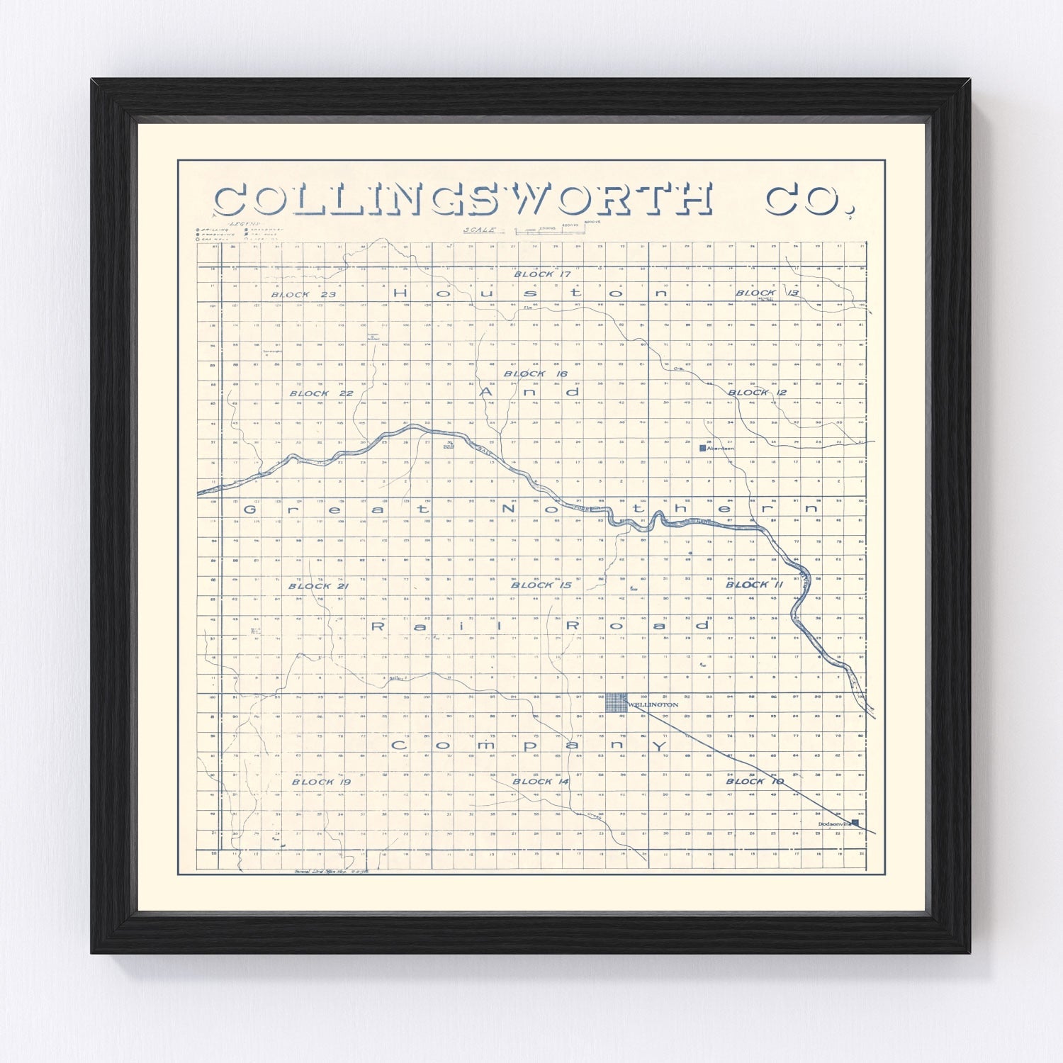 vintage map of Collingsworth County, Texas, 1926