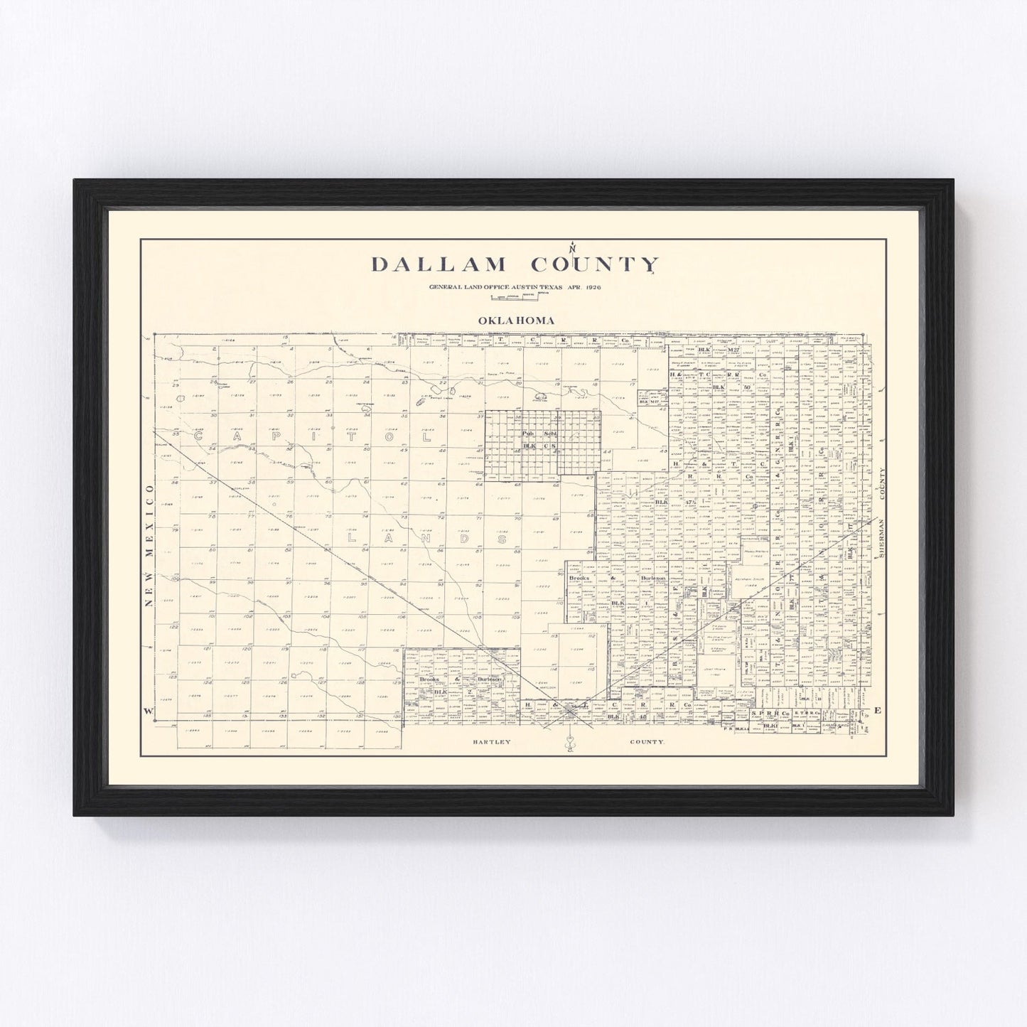 Vintage map of Dallam County, Texas, 1926