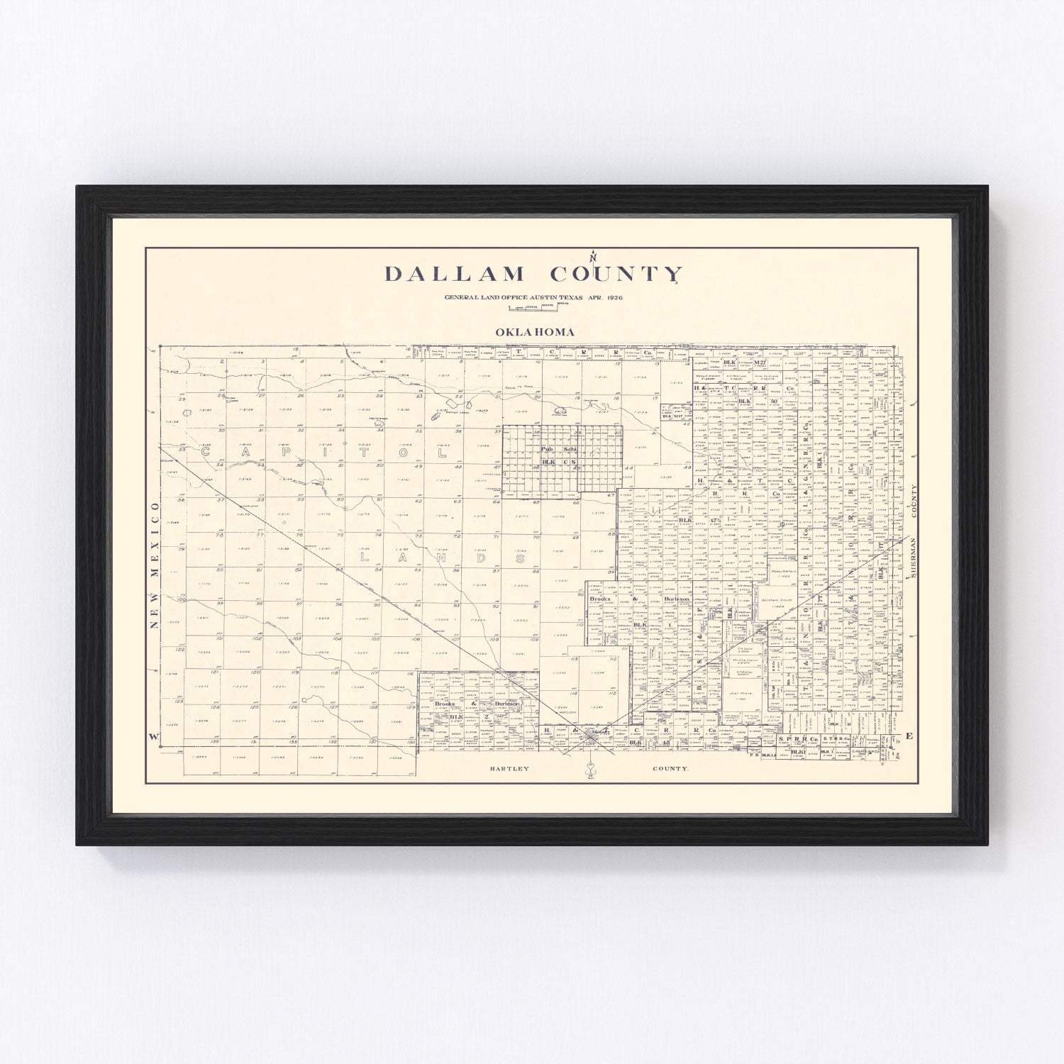 Vintage map of Dallam County, Texas, 1926