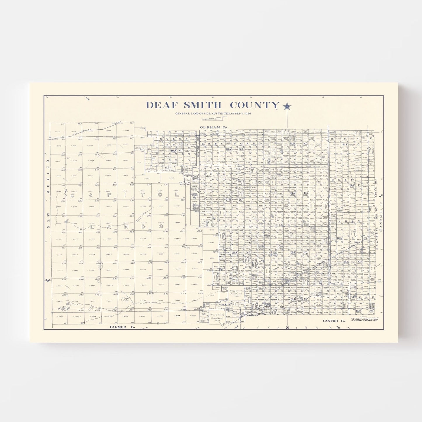 Vintage Map of Deaf Smith County, Texas, 1926