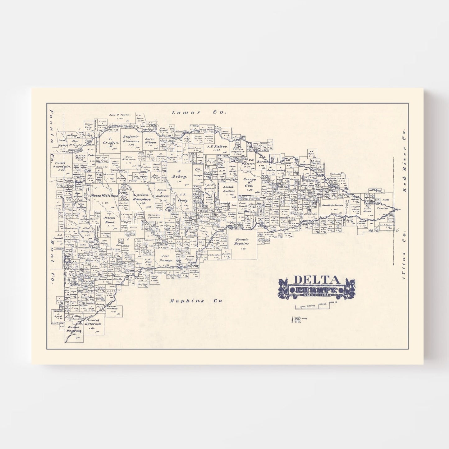 Vintage Map of Delta County, Texas, 1927