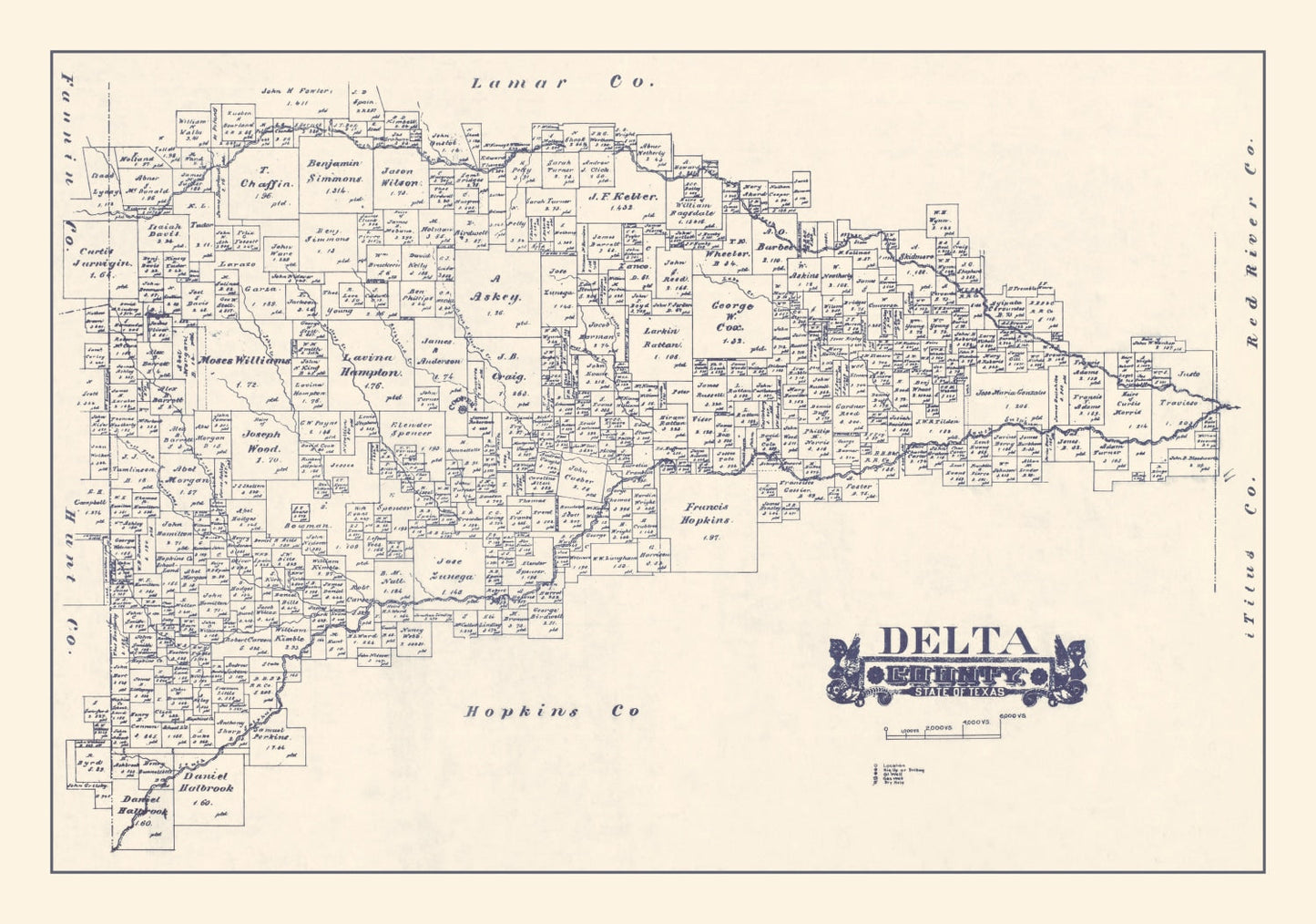 Vintage Map of Delta County, Texas, 1927