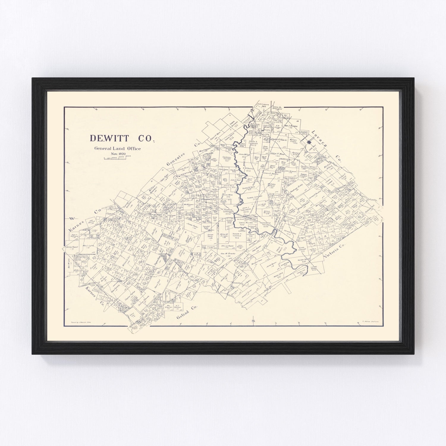 vintage map of DeWitt County, Texas, 1920