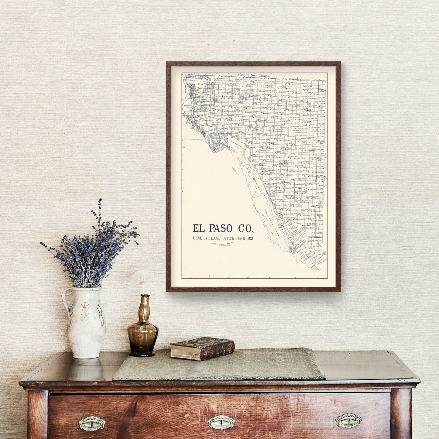 Vintage Map of El Paso County, Texas, 1921
