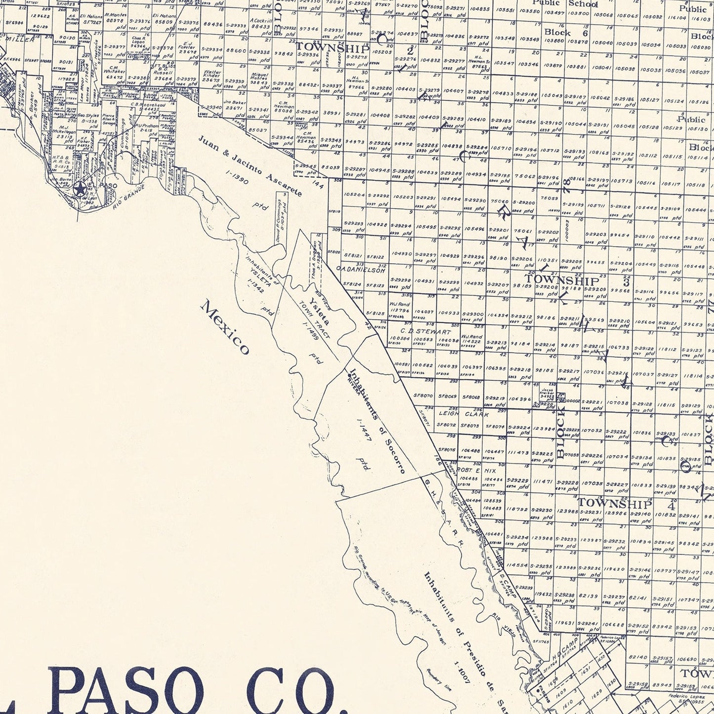 Vintage Map of El Paso County, Texas, 1921