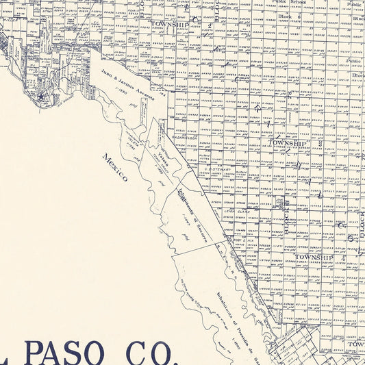 Vintage Map of El Paso County, Texas, 1921