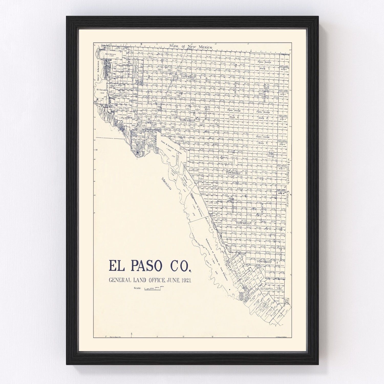 Vintage map of El Paso County, Texas, 1921