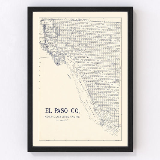 Vintage map of El Paso County, Texas, 1921