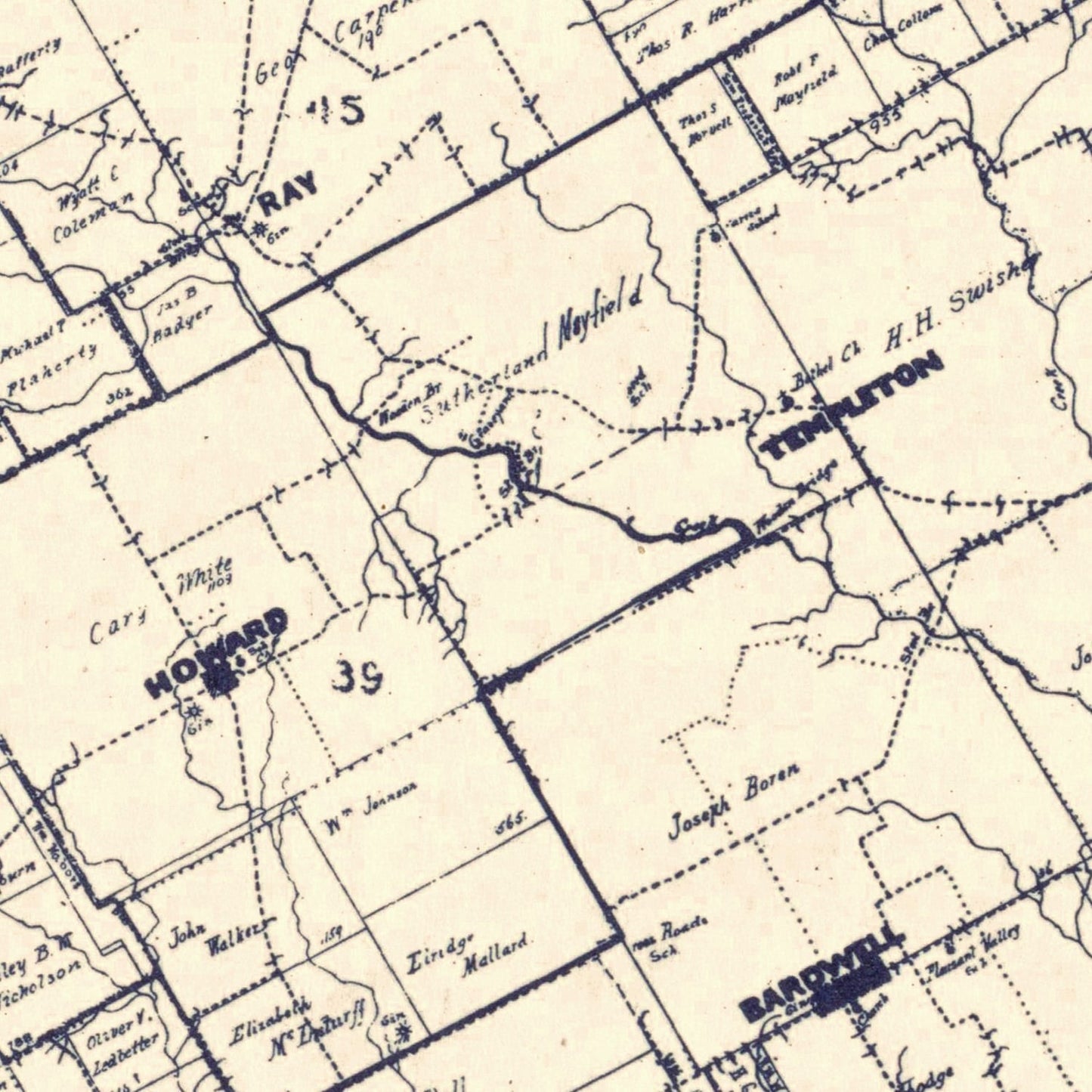 Vintage Map of Ellis County, Texas, 1927
