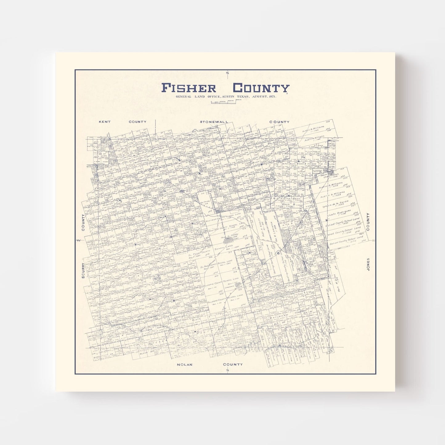 Vintage Map of Fisher County, Texas, 1921