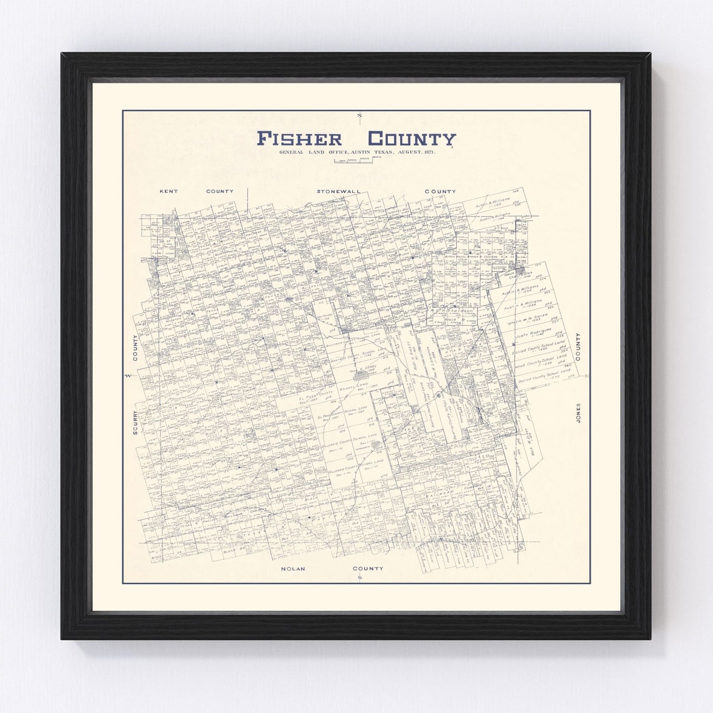 vintage map of Fisher County, Texas, 1921