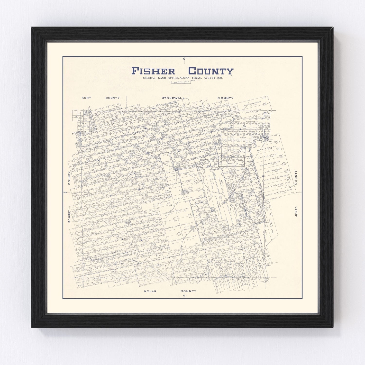 vintage map of Fisher County, Texas, 1921