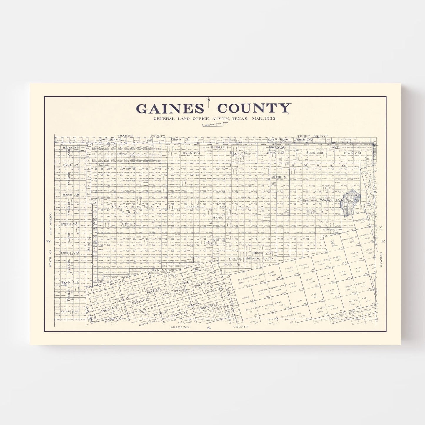 Vintage Map of Gaines County, Texas, 1922