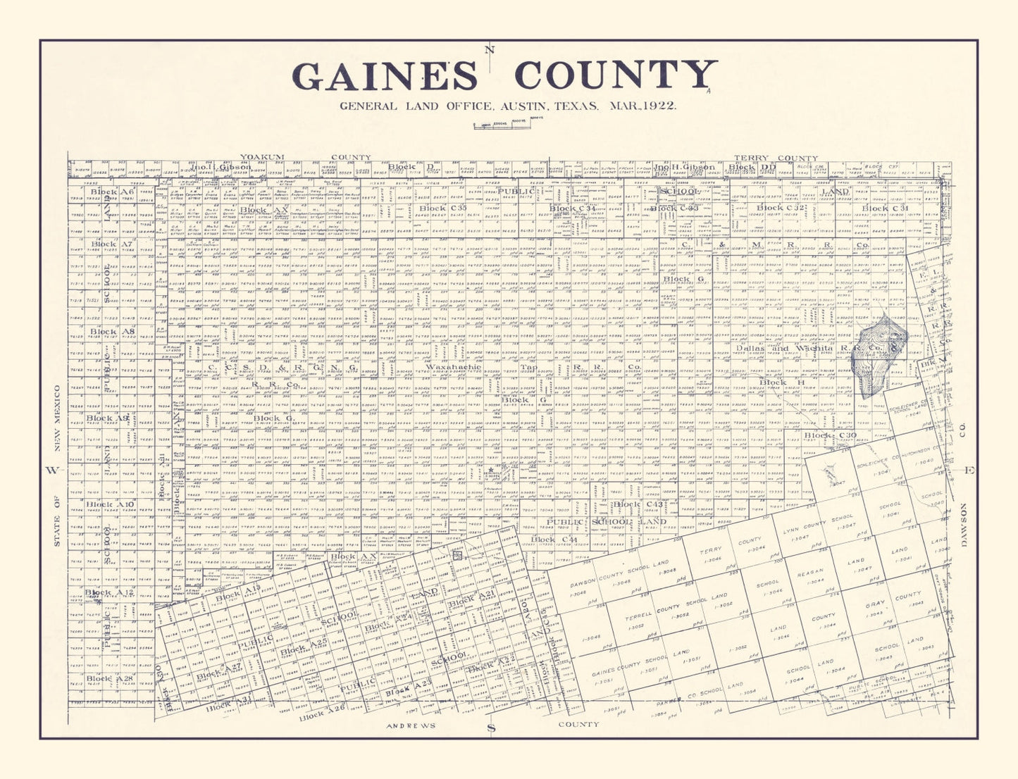 Vintage Map of Gaines County, Texas, 1922