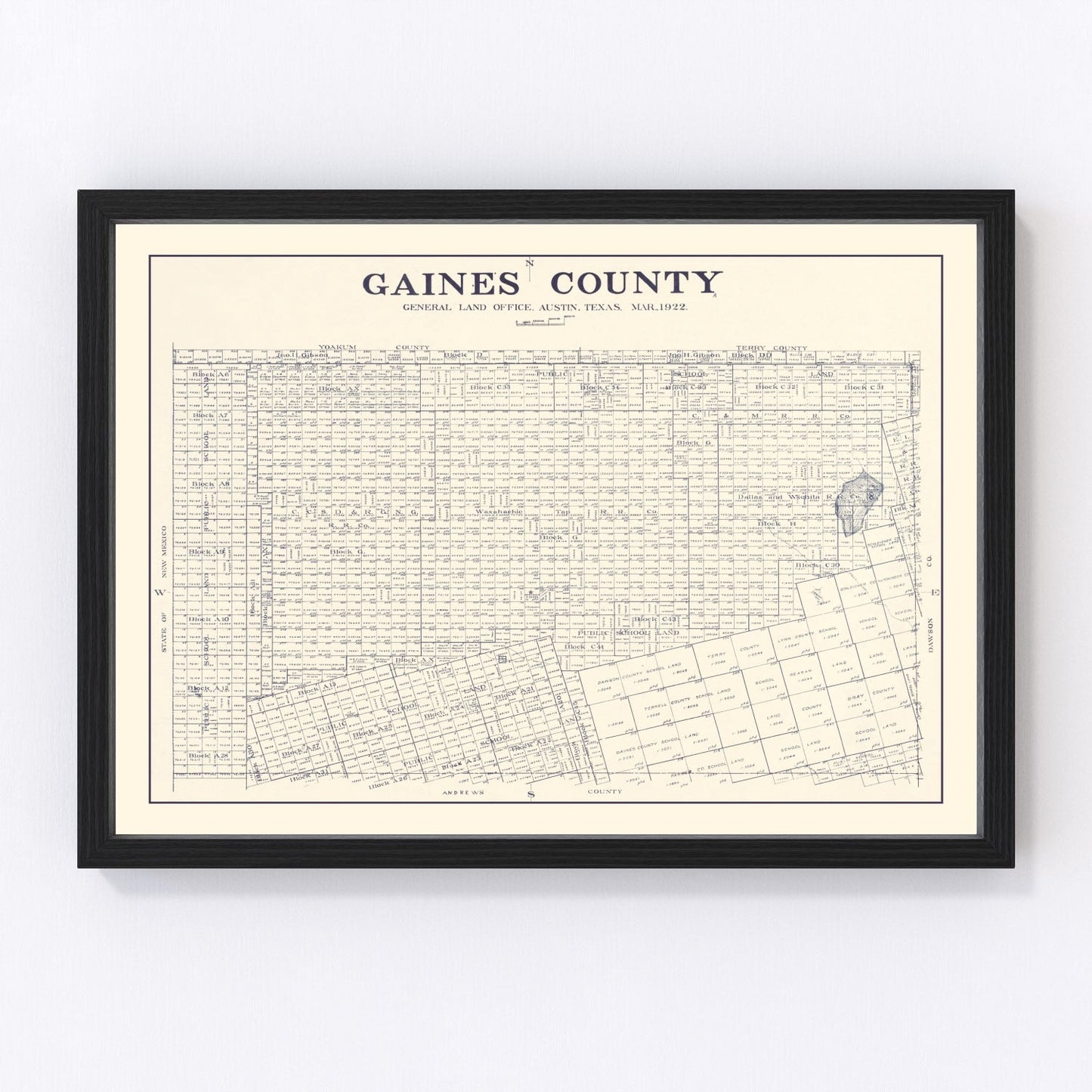 vintage map of Gaines County, Texas, 1922