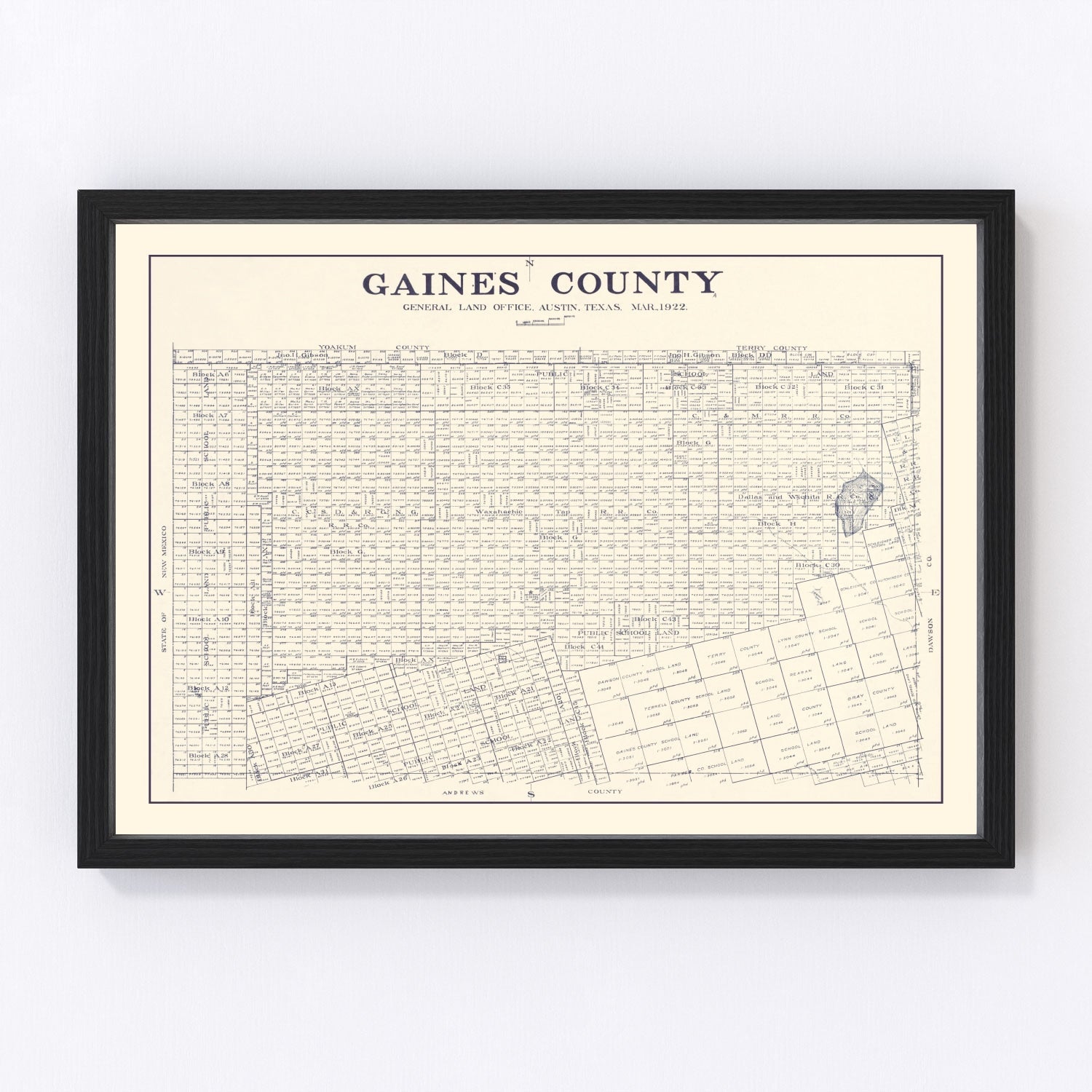 vintage map of Gaines County, Texas, 1922