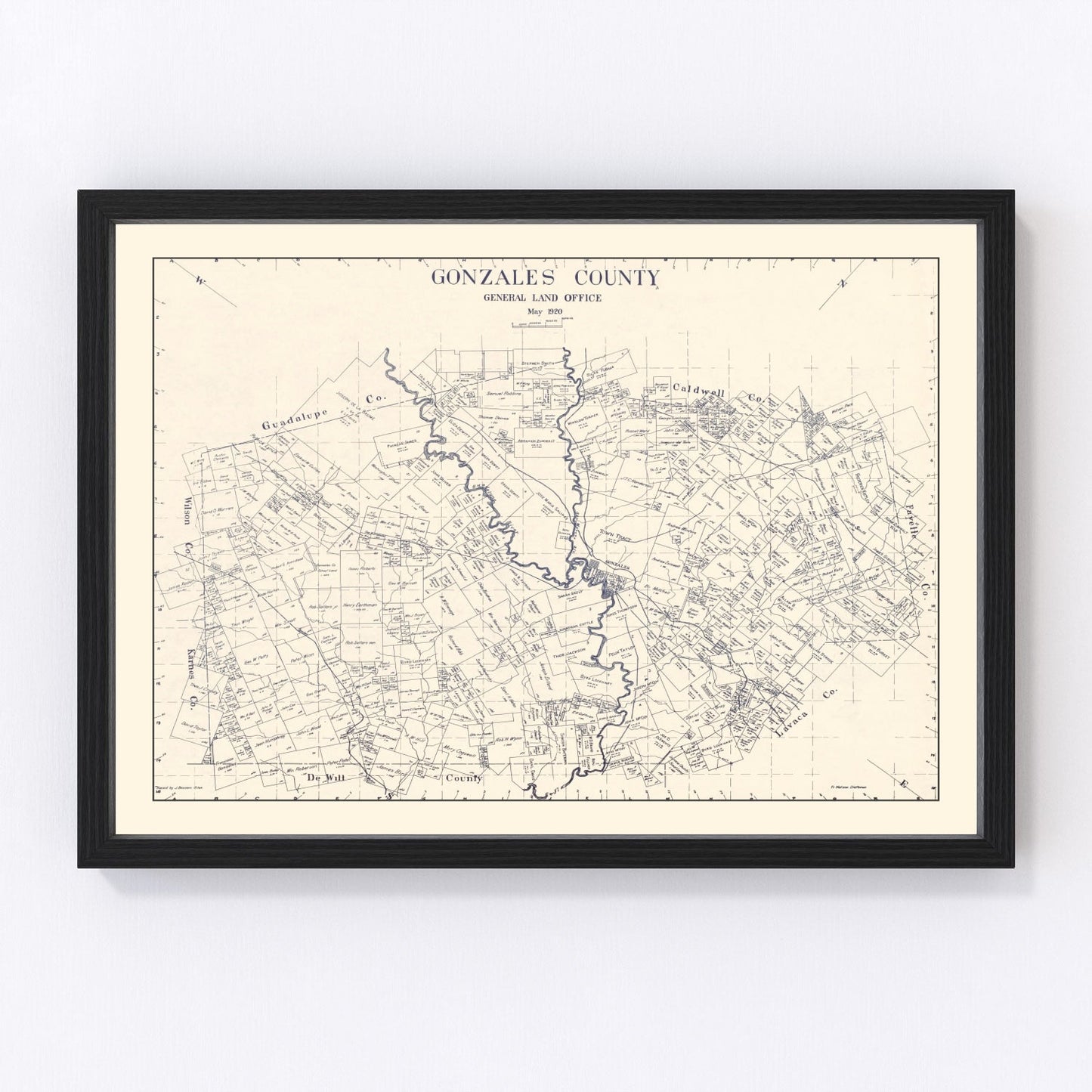 Vintage map of Gonzales County, Texas, 1920