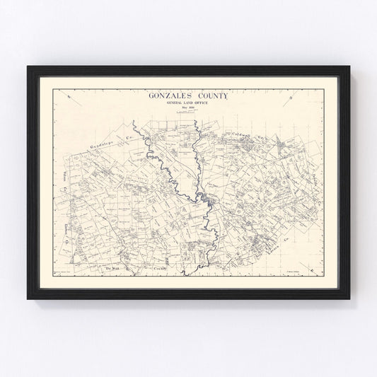 Vintage map of Gonzales County, Texas, 1920
