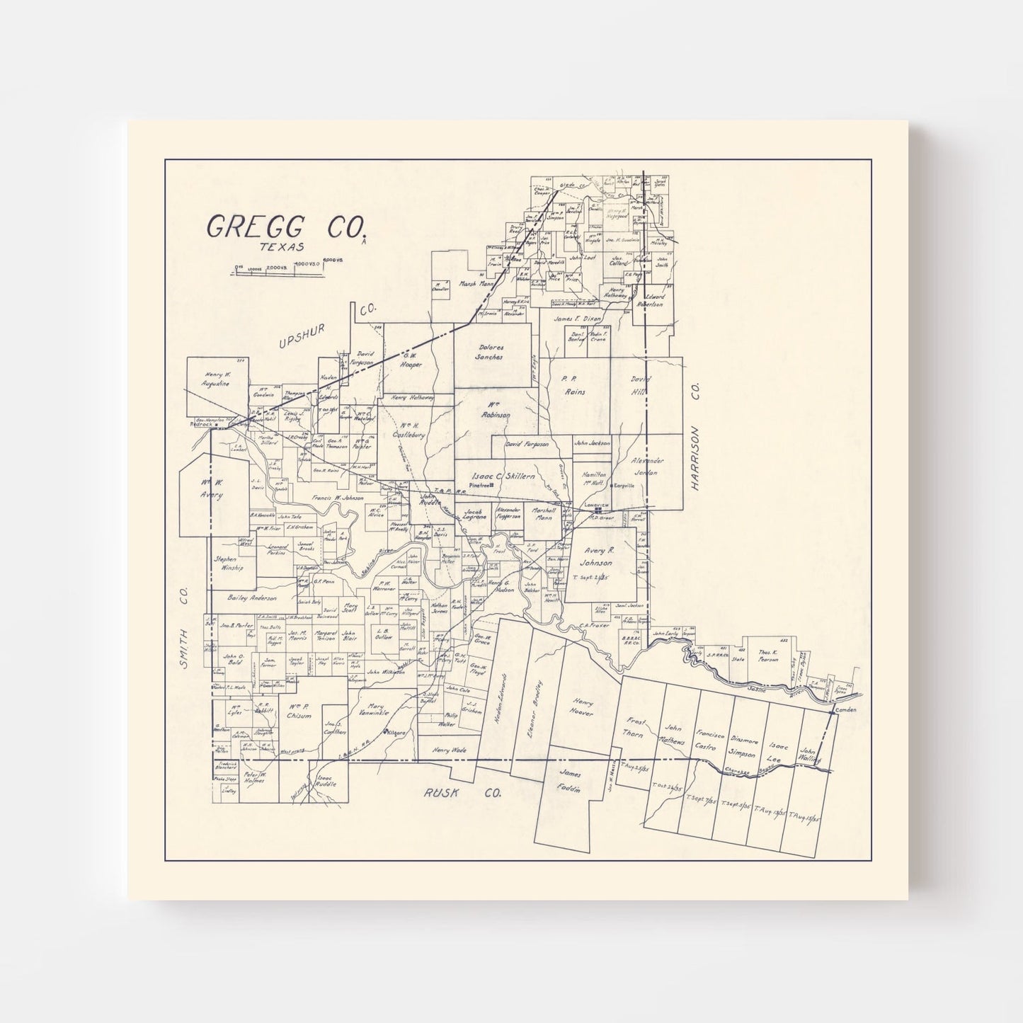 Vintage Map of Gregg County, Texas, 1927