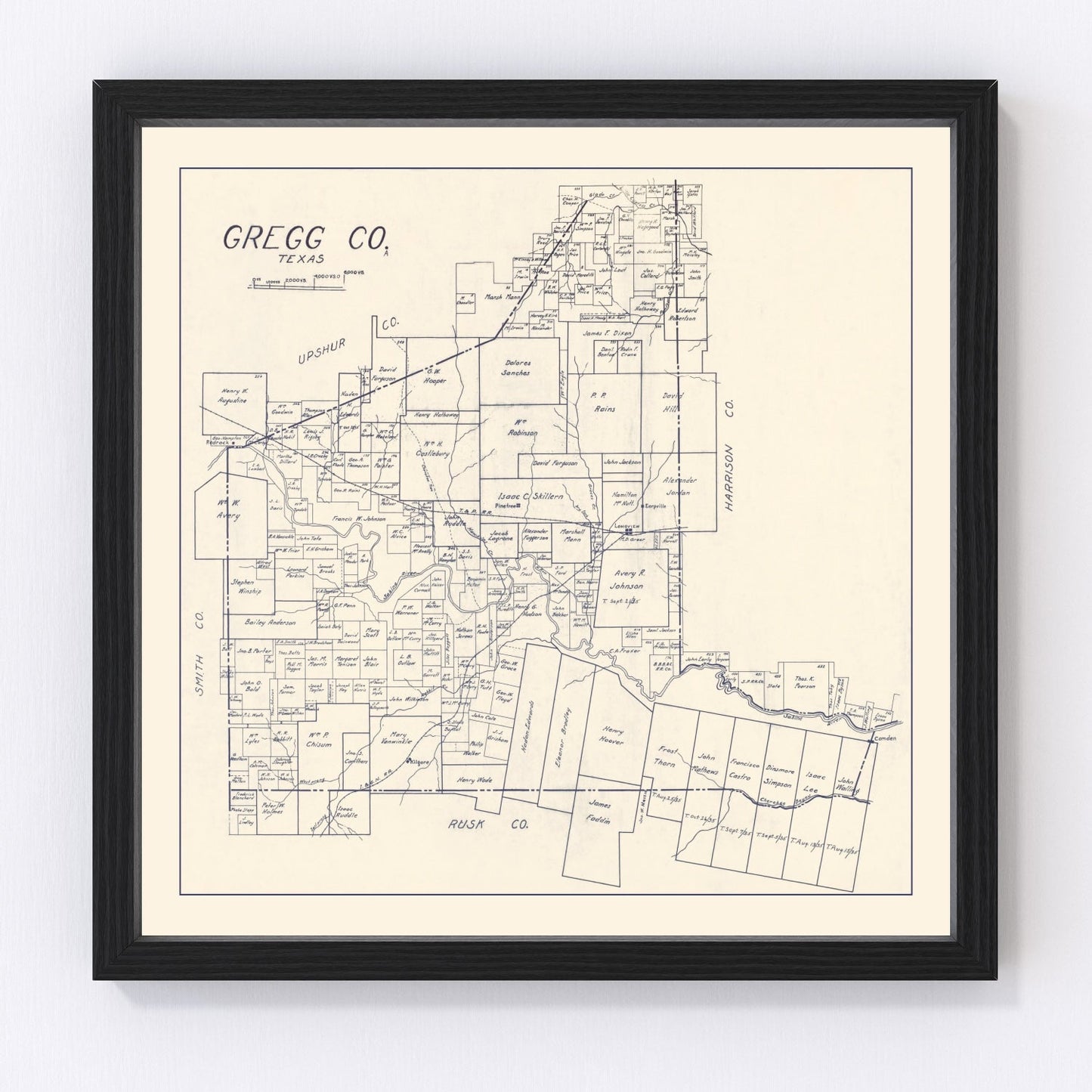 vintage map of Gregg County, Texas, 1927