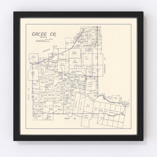 vintage map of Gregg County, Texas, 1927