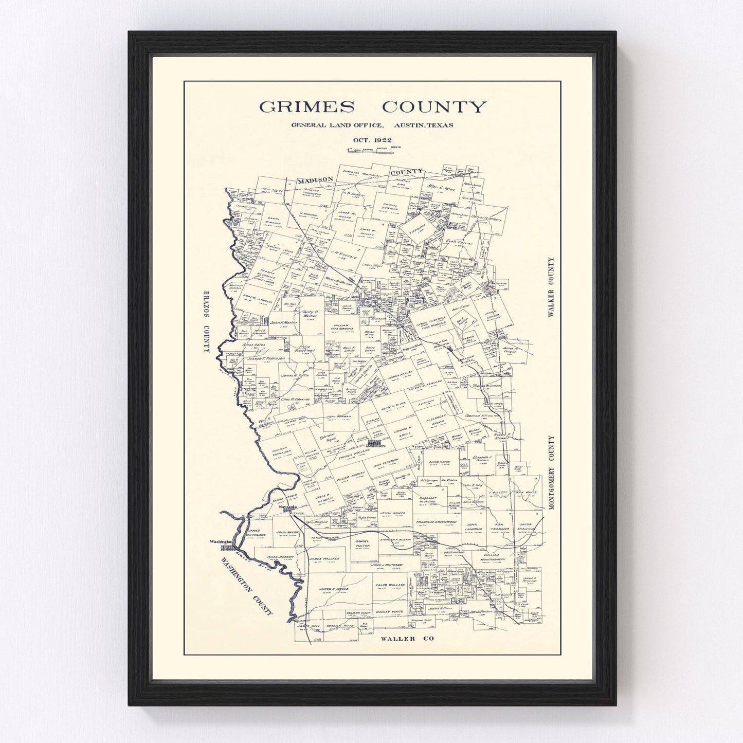 vintage map of Grimes County, Texas, 1922