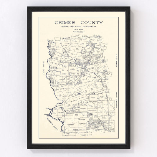 vintage map of Grimes County, Texas, 1922