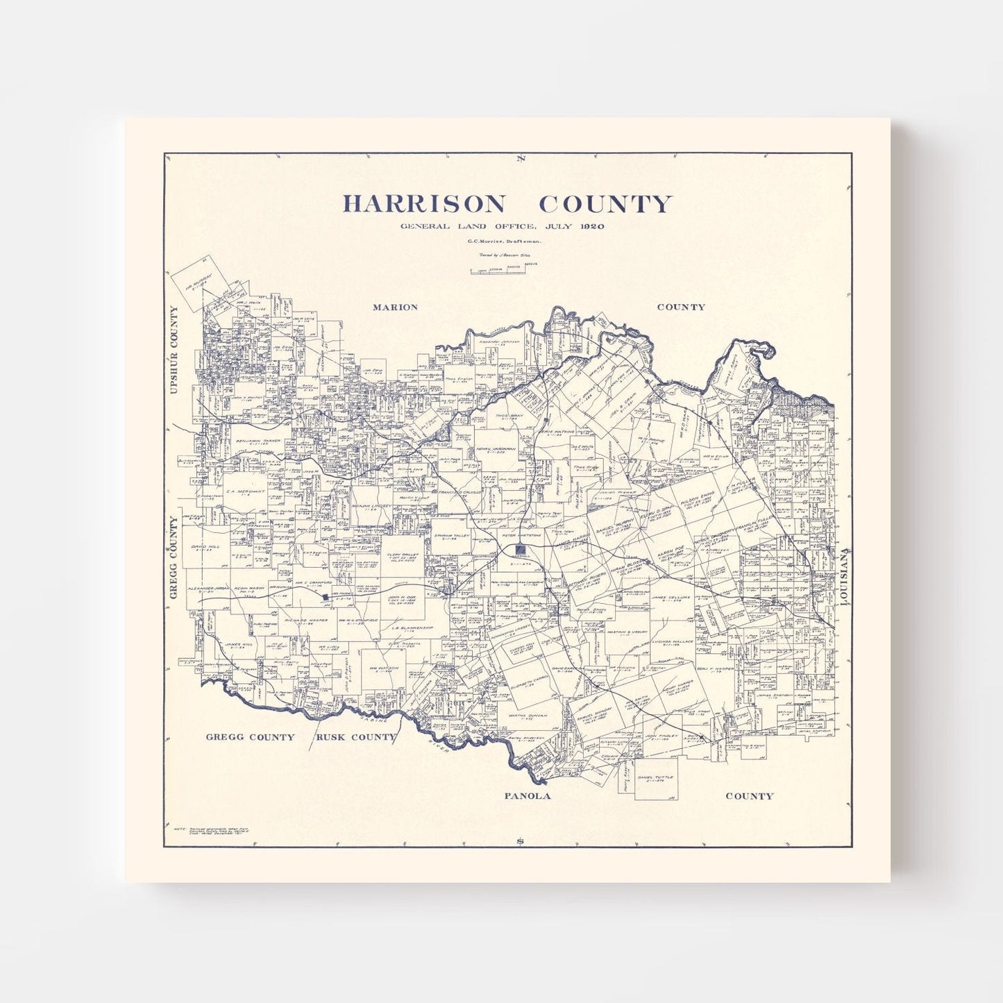 Vintage Map of Harrison County, Texas, 1920