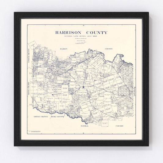 Vintage map of Harrison County, Texas, 1920