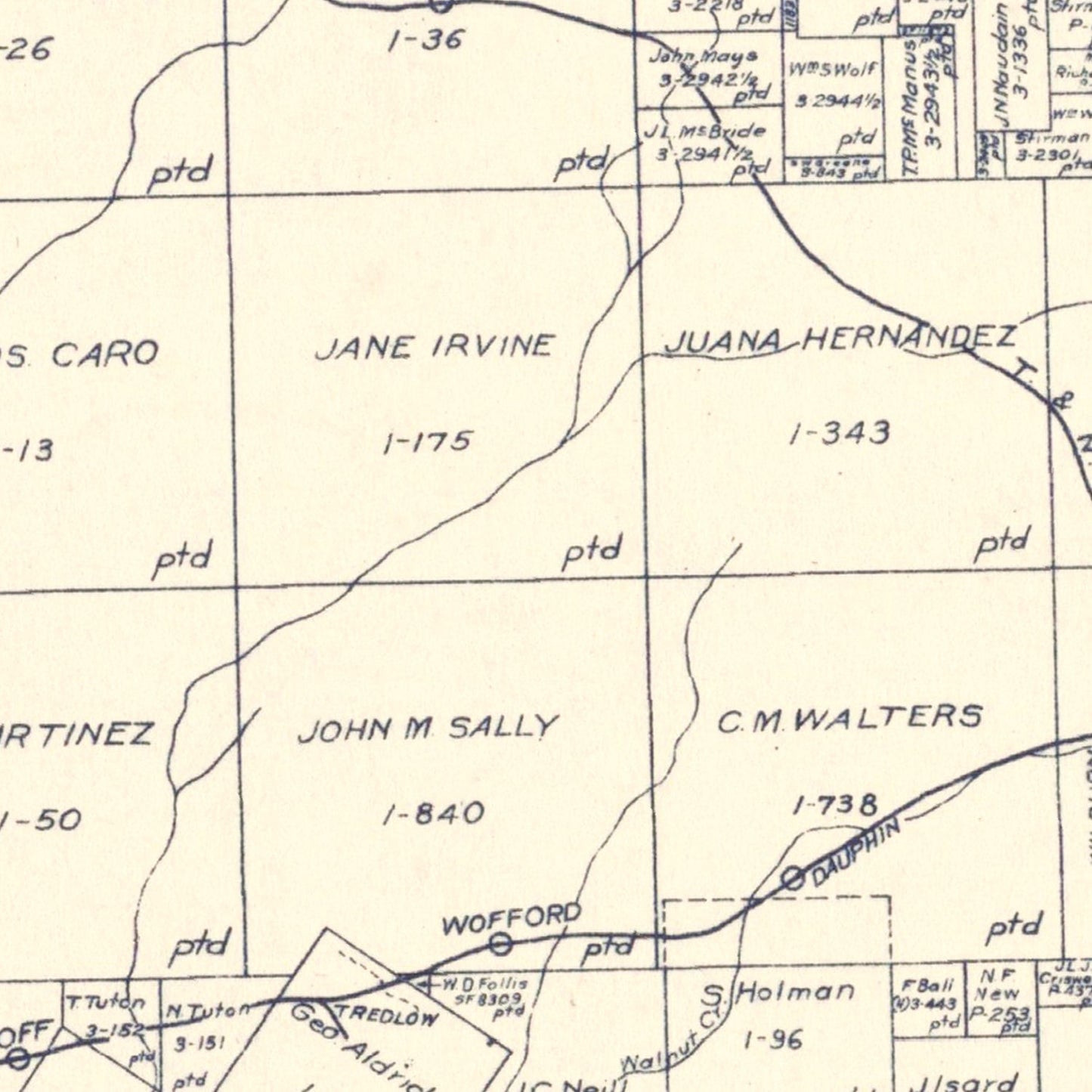 Vintage Map of Henderson County, Texas, 1922 (Athens)