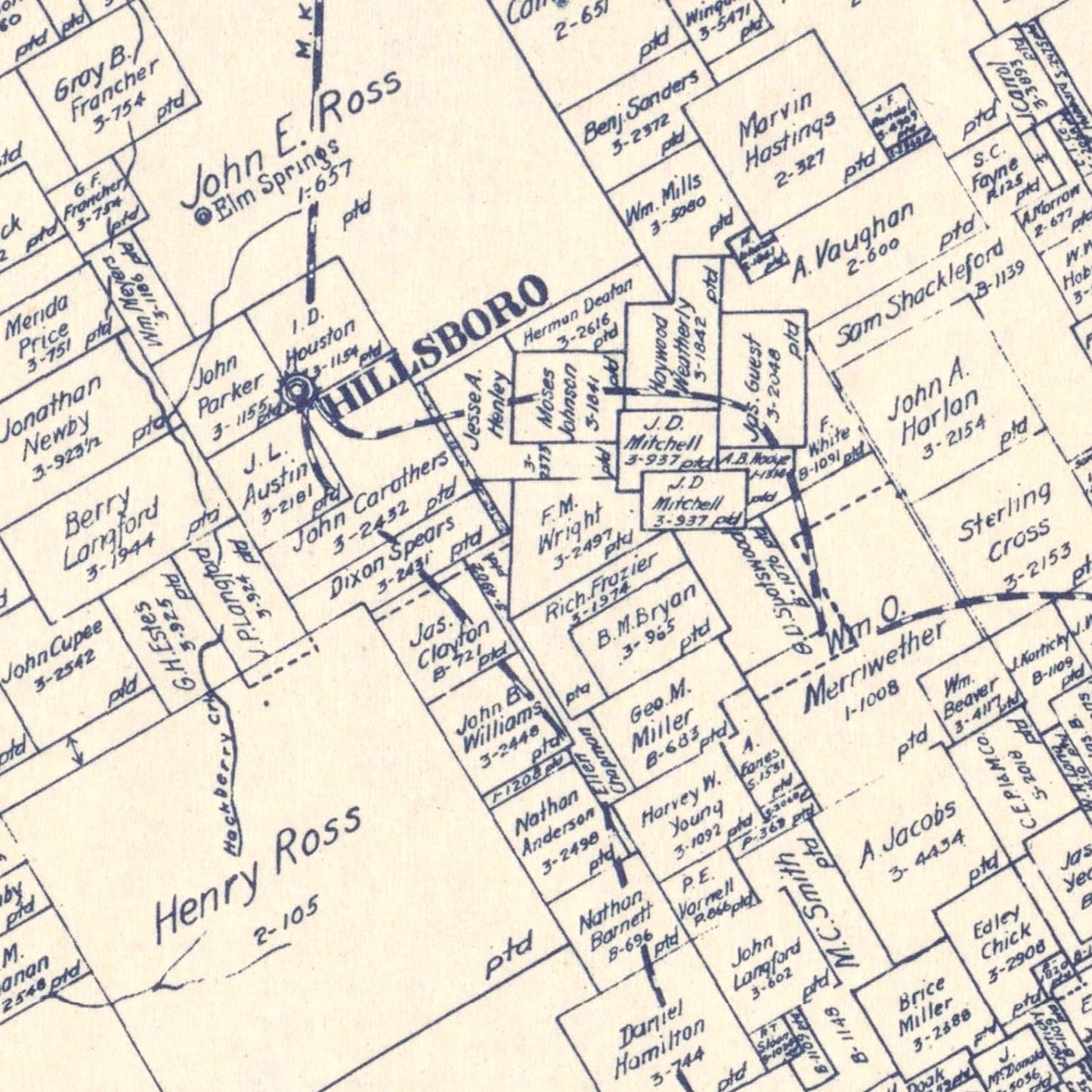 Vintage Map of Hill County, Texas, 1922 (Hillsboro Print)