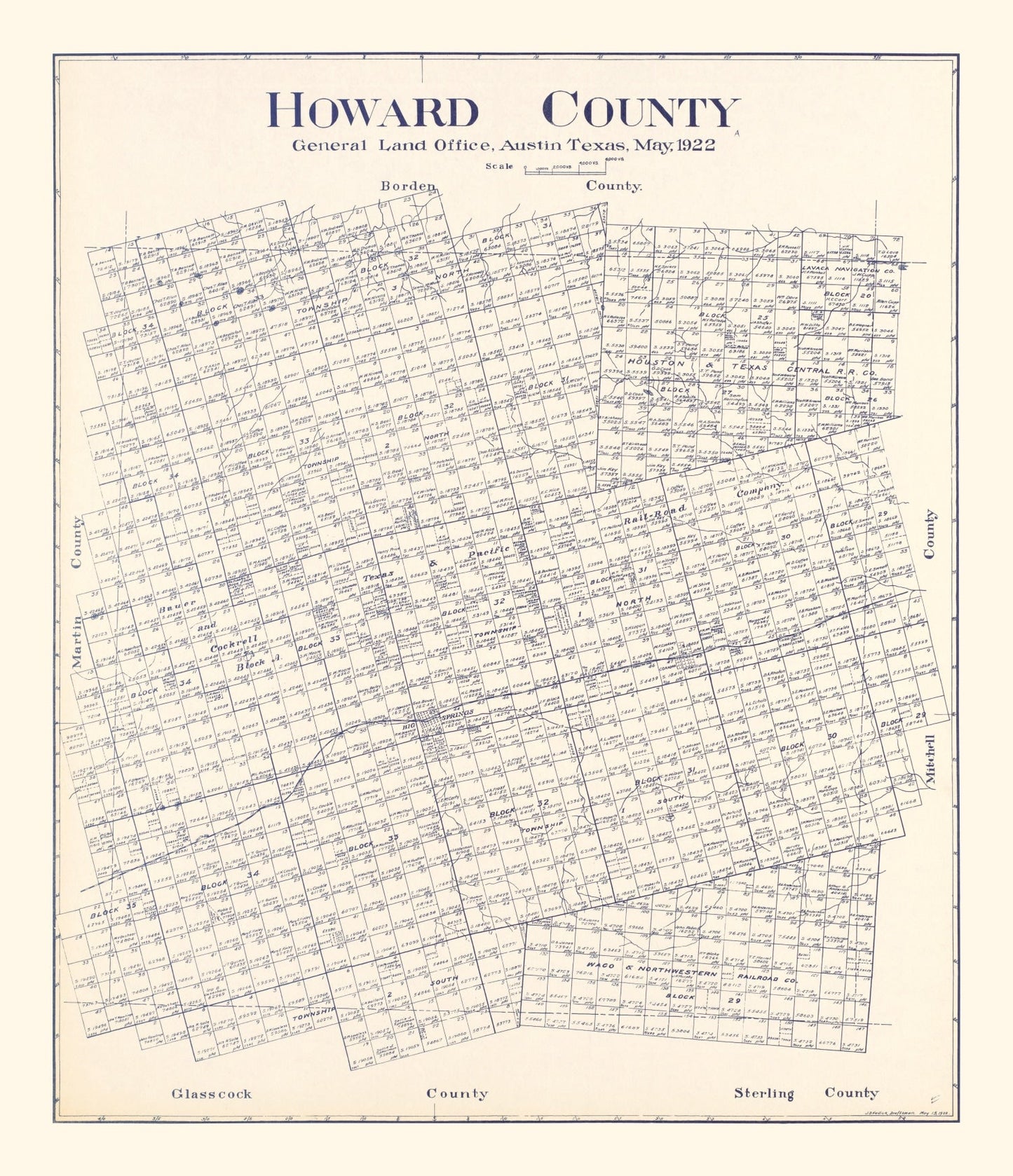 Vintage Map of Howard County, Texas, 1922 (Big Spring)