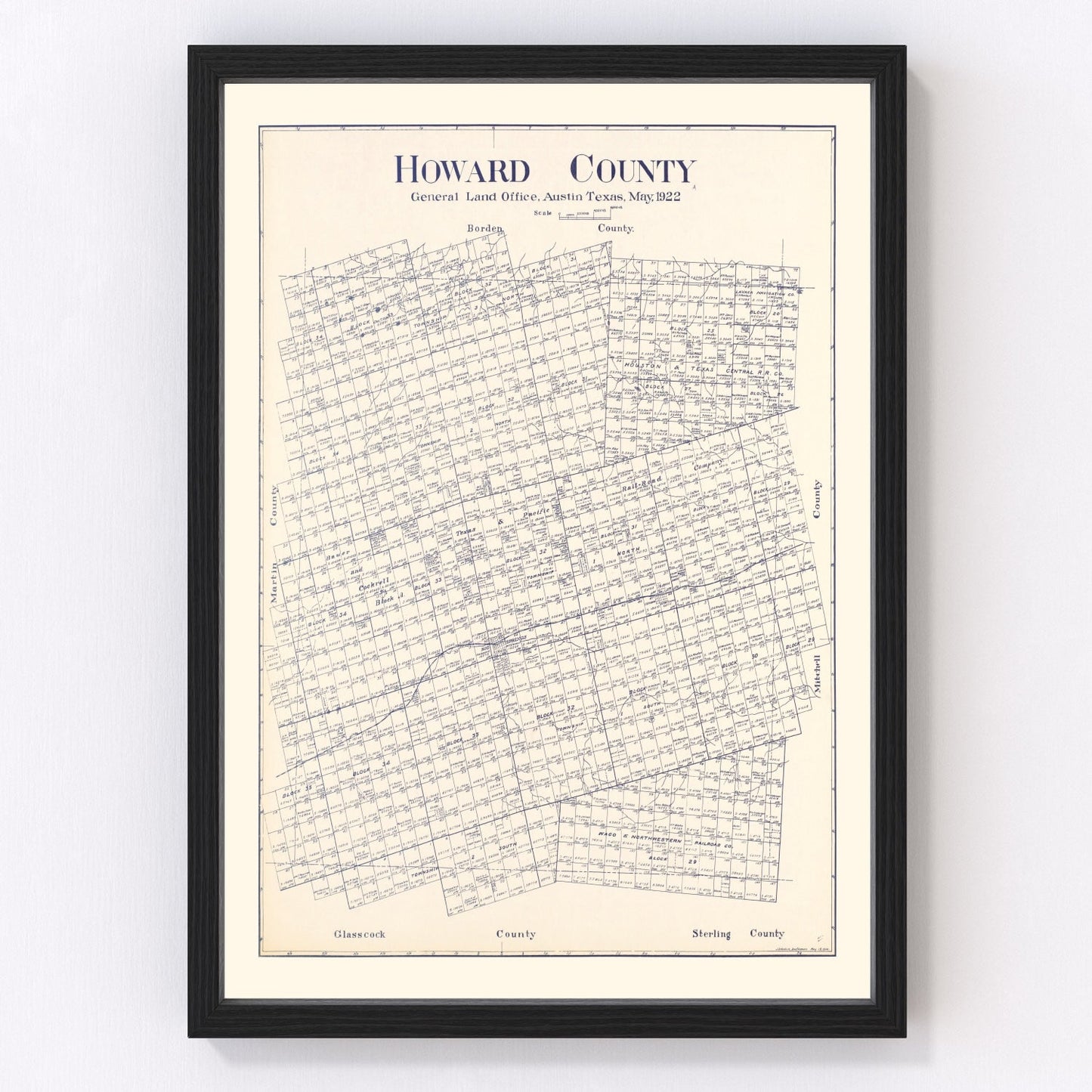 Vintage map of Howard County, Texas, 1922