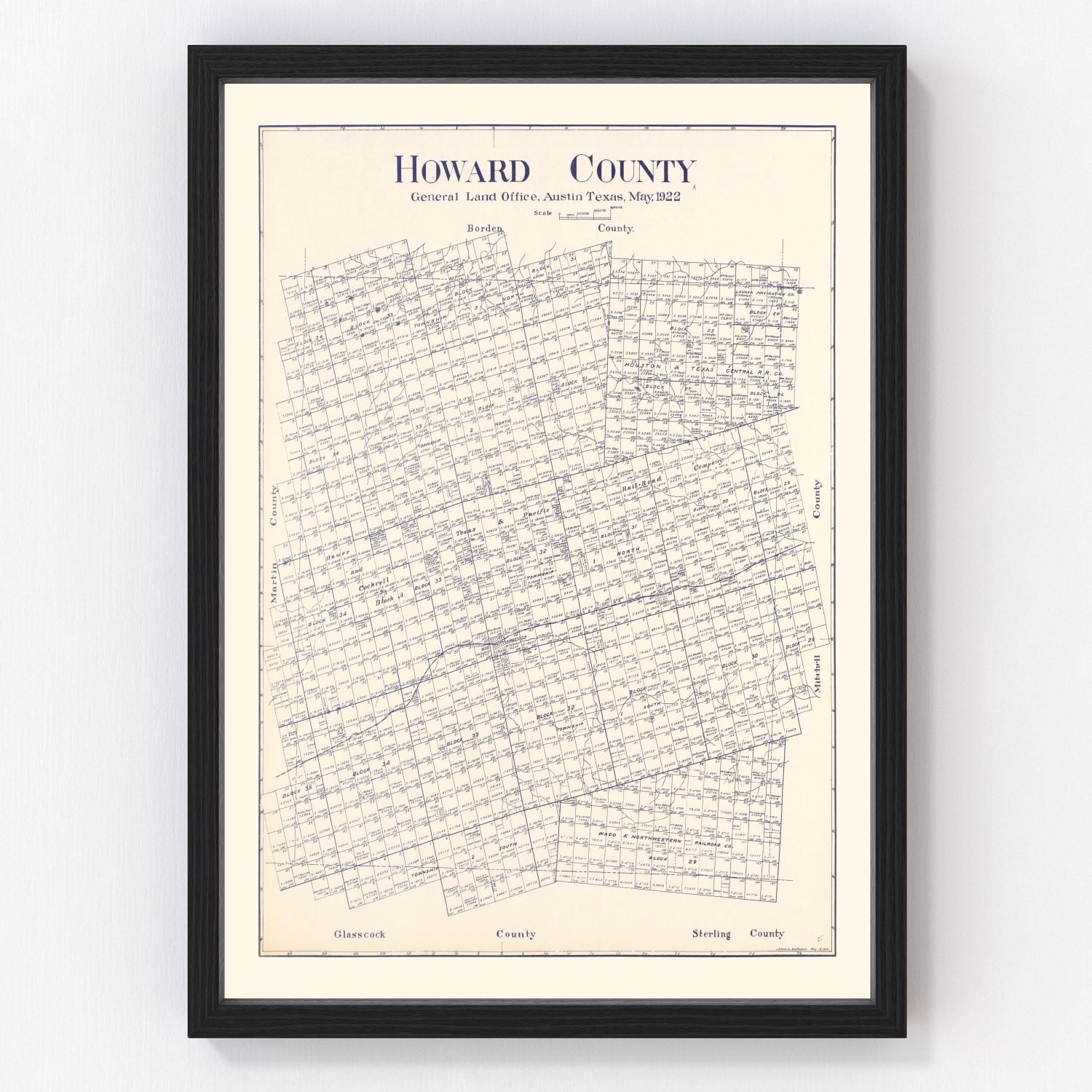 Vintage map of Howard County, Texas, 1922