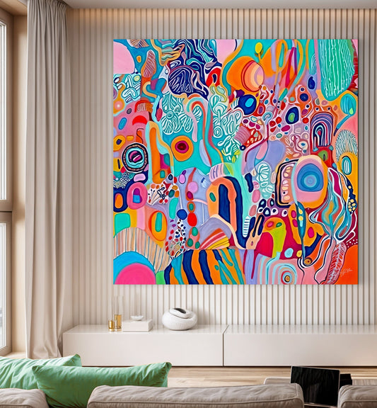 Kaleidoscopic Voyage III vibrant colorful abstract canvas wall art