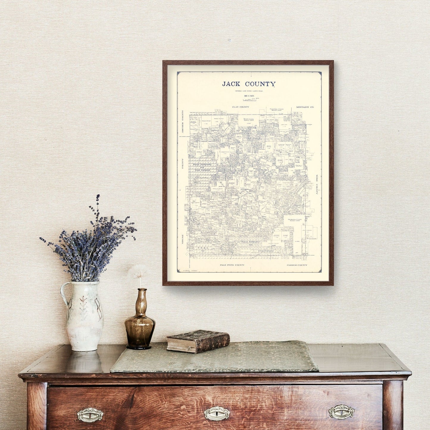 Vintage Map of Jack County, Texas, 1925