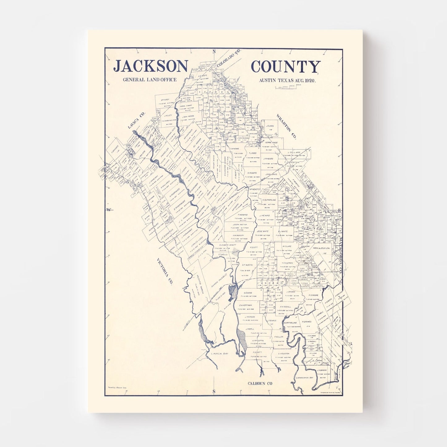 Vintage Map of Jackson County, Texas, 1920