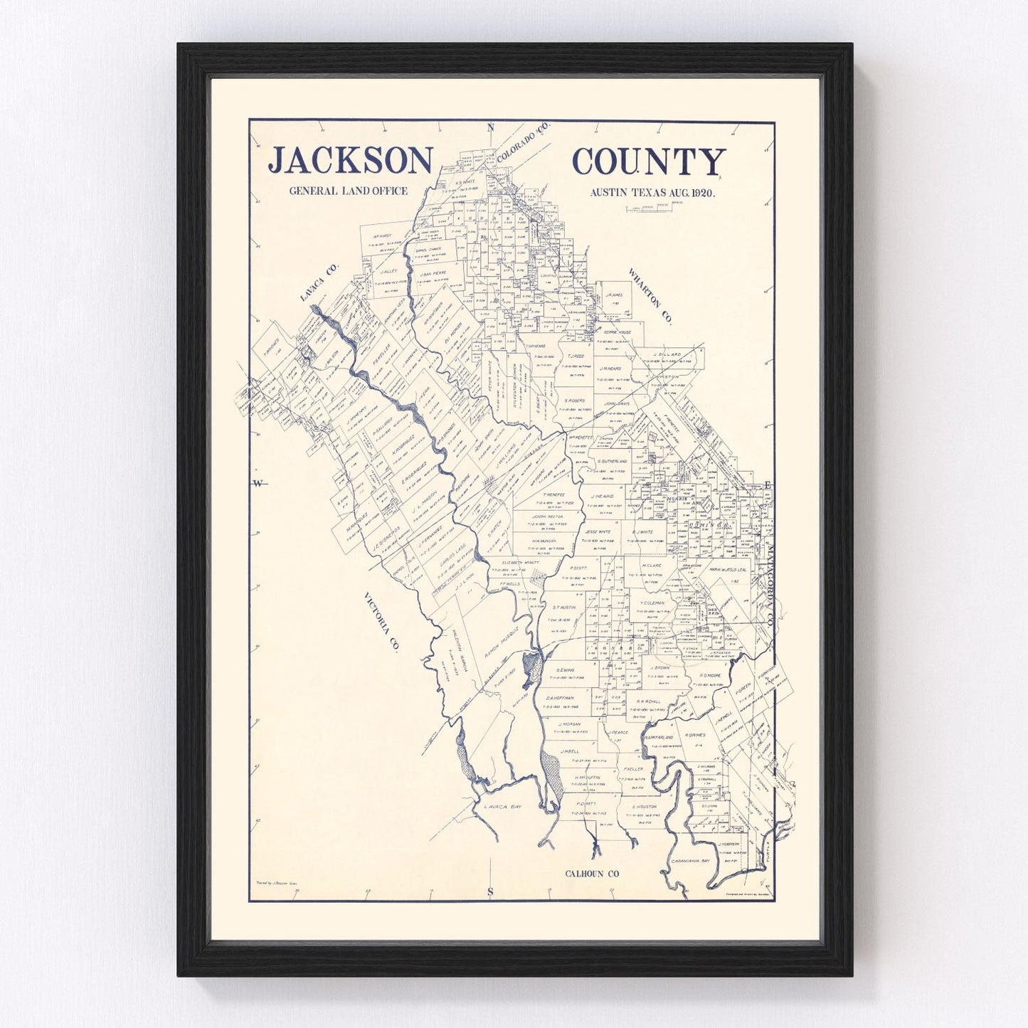 Vintage map of Jackson County, Texas, 1920