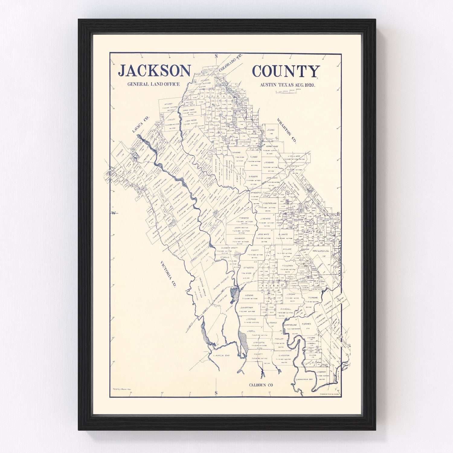 Vintage map of Jackson County, Texas, 1920
