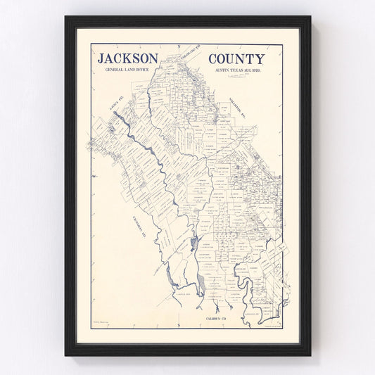 Vintage map of Jackson County, Texas, 1920