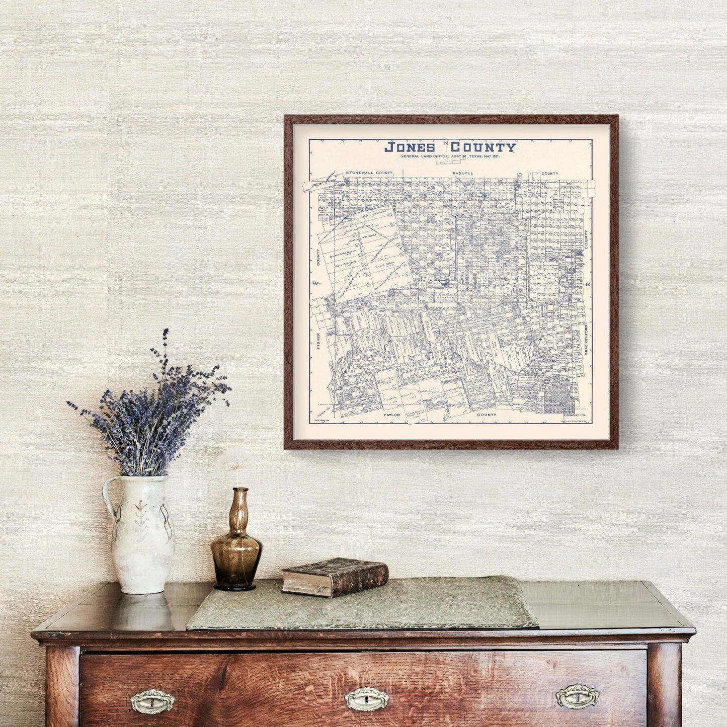 Vintage Map of Jones County, Texas, 1921 (Anson & Stamford)
