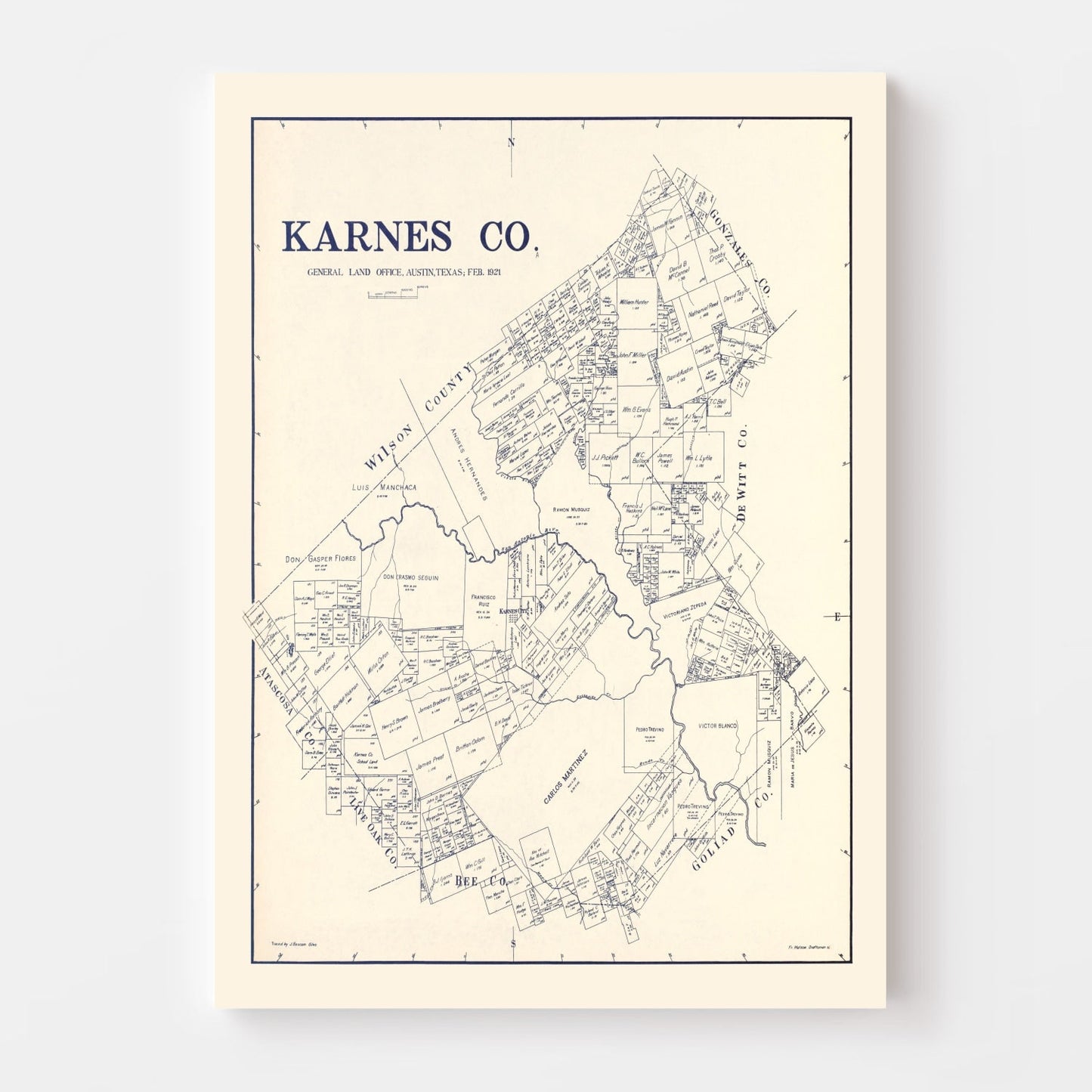 Vintage Map of Karnes County, Texas, 1921