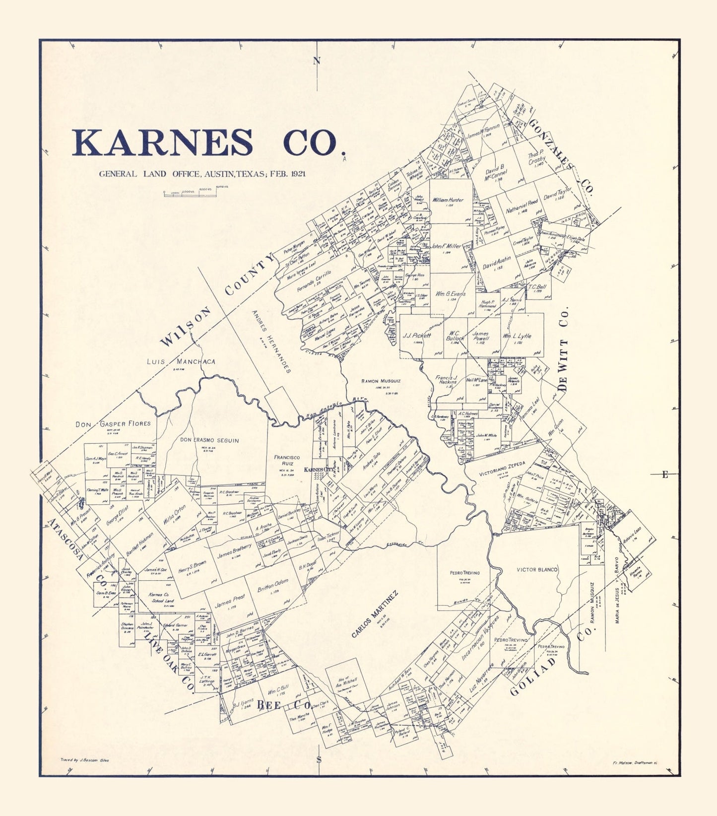 Vintage Map of Karnes County, Texas, 1921