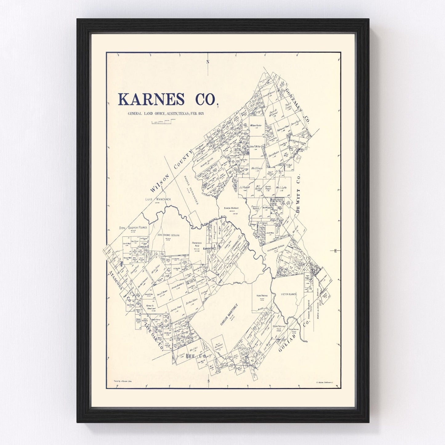 Vintage map of Karnes County, Texas, 1921