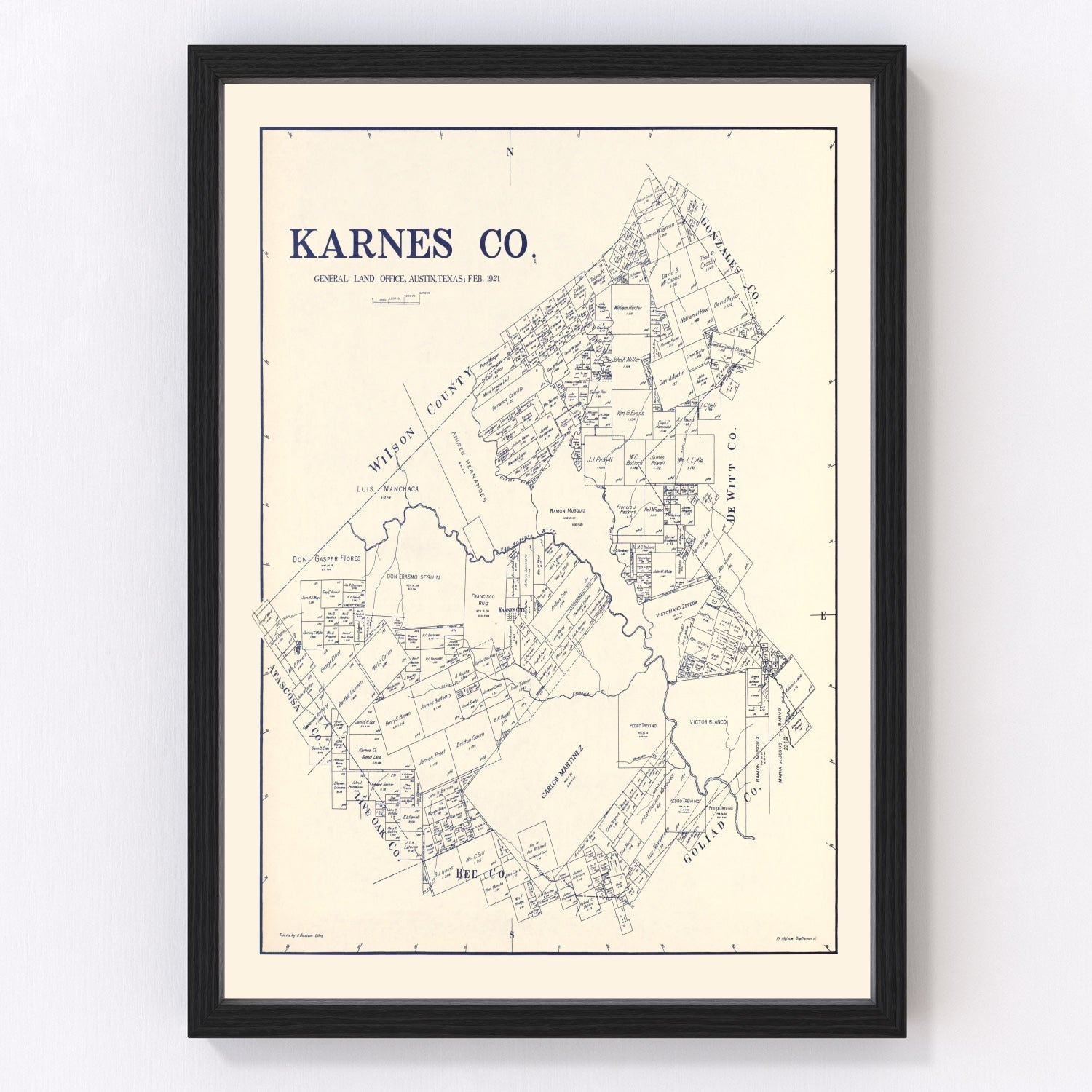 Vintage map of Karnes County, Texas, 1921