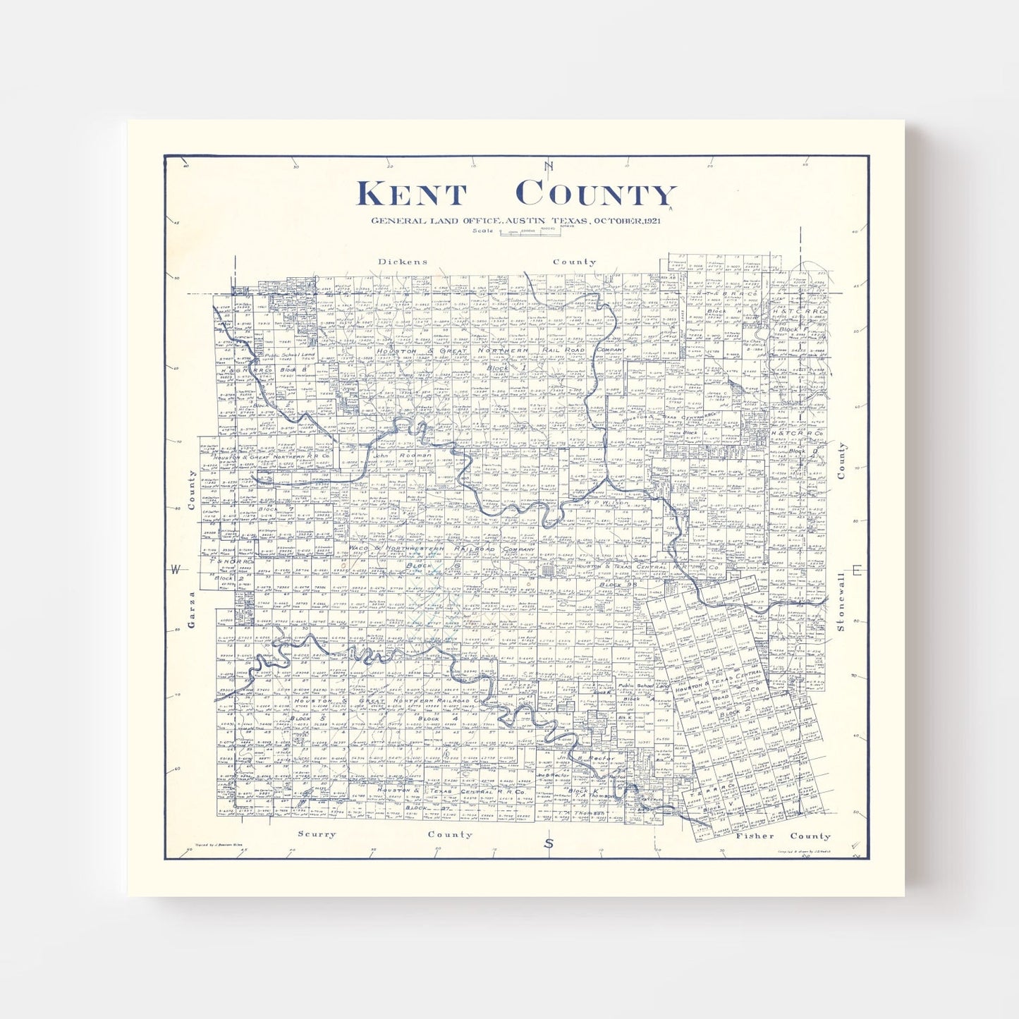 Vintage Map of Kent County, Texas, 1921