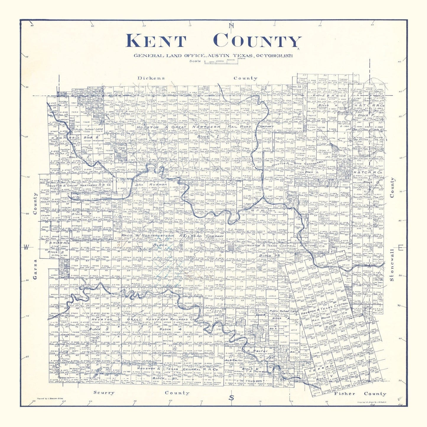 Vintage Map of Kent County, Texas, 1921